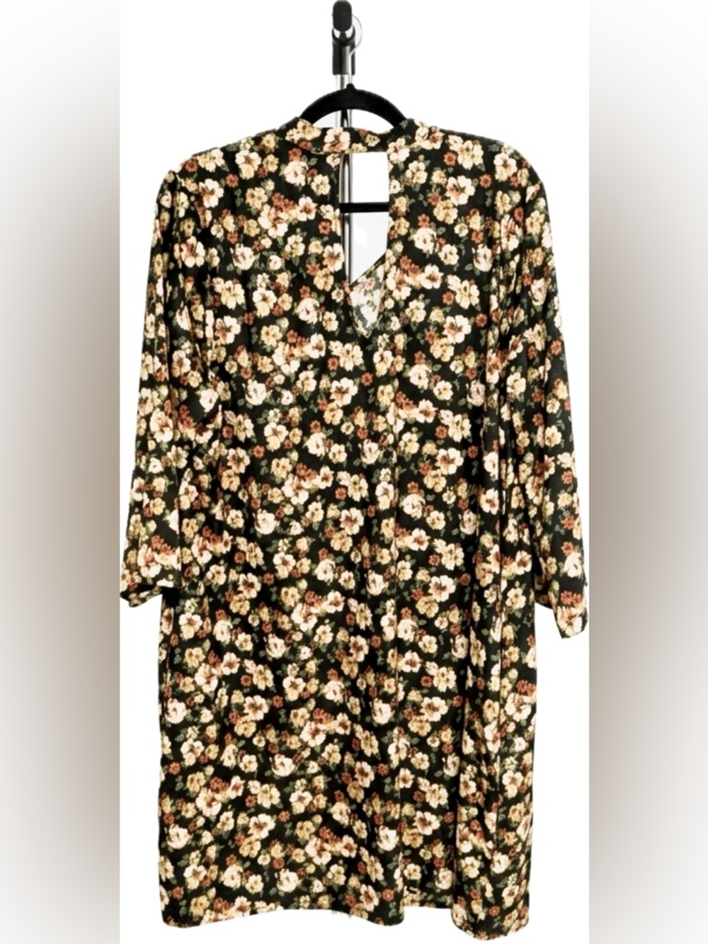 Du Jour Black Floral Blouse with Pink, Yellow, Orange and Green Flowers - Picture 4 of 5